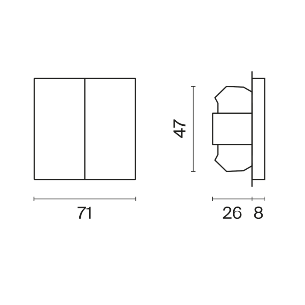 Выключатель двухклавишный встраиваемый Voltum S70 Графит VLS020107 — изображение 6
