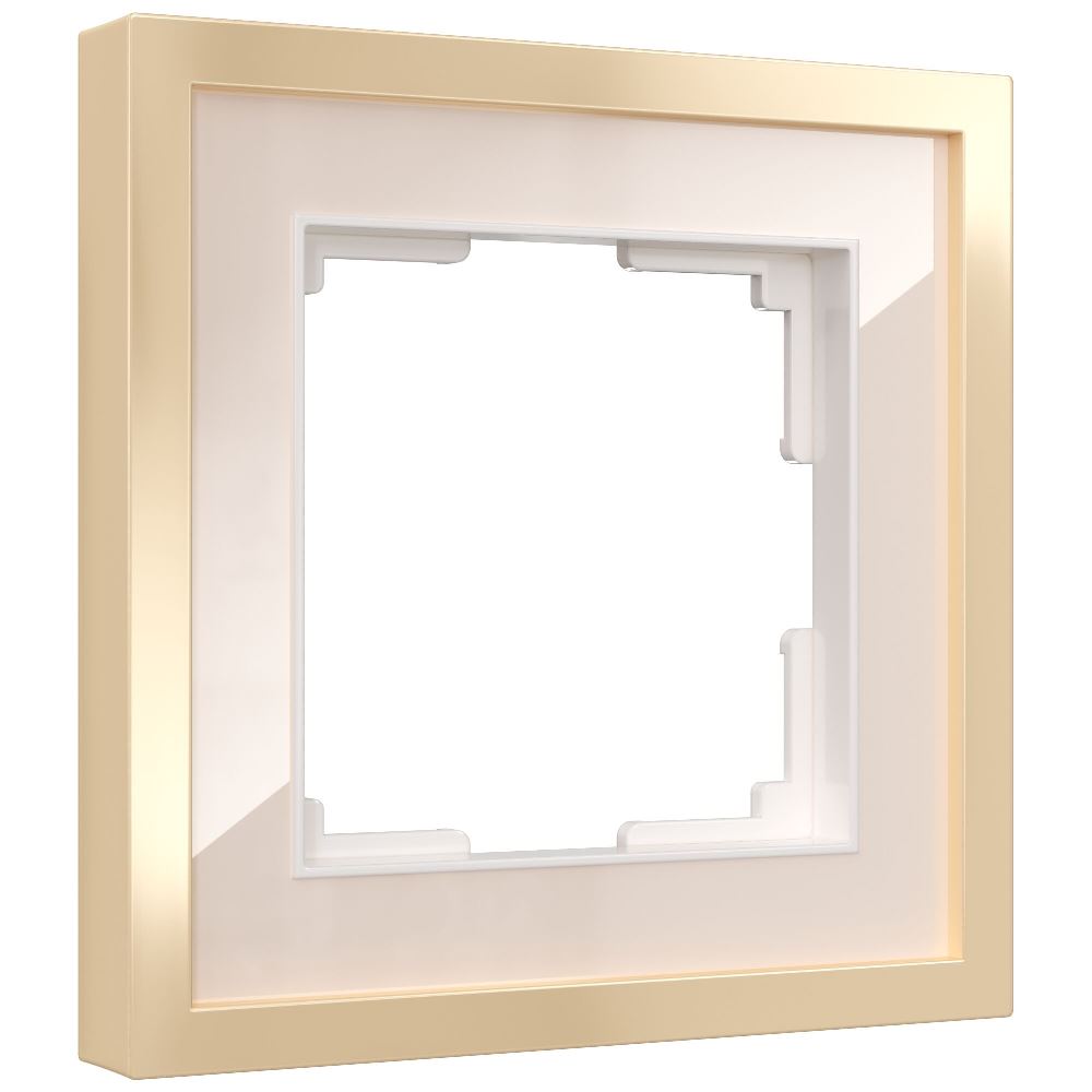 Рамка акриловая Werkel Baguette на 1 пост Айвори / Латунь W0012851