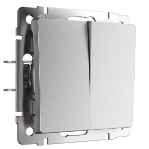 Выключатель двухклавишный встраиваемый Werkel Серебряный матовый W1120065