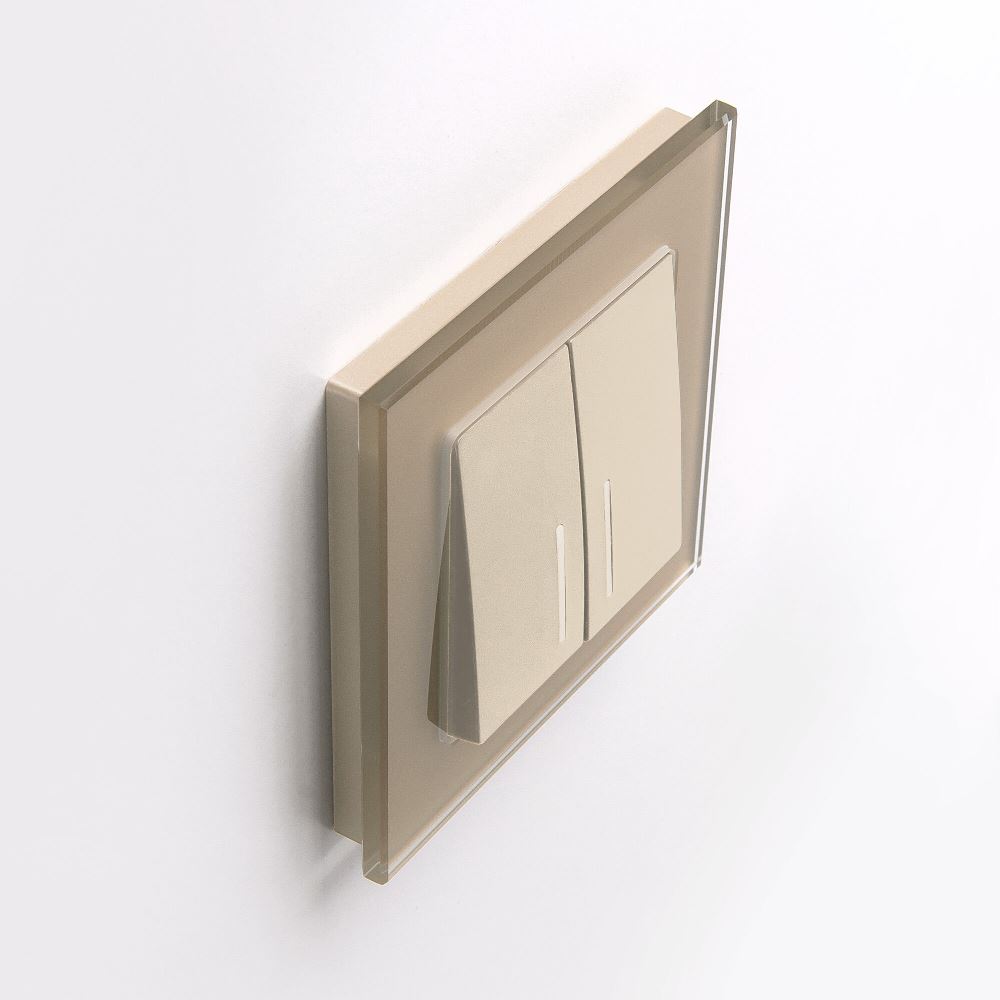 Выключатель двухклавишный встраиваемый проходной Werkel с подсветкой Шампань W1122111 — изображение 3