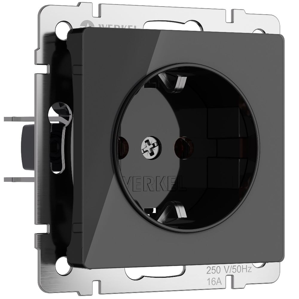 Розетка встраиваемая Werkel с заземлением Черный W1171048