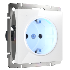 Розетка встраиваемая Werkel с подсветкой, заземлением и шторками Белый W1171401