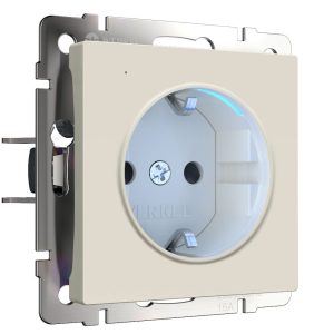 Розетка встраиваемая Werkel с подсветкой, заземлением и шторками Айвори матовый W1171462