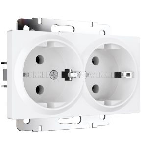 Розетка встраиваемая двойная Werkel с заземлением Белый матовый W1172061