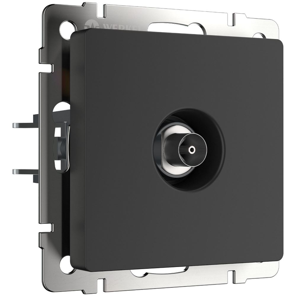 ТВ-розетка встраиваемая проходная Werkel Черный матовый W1184008