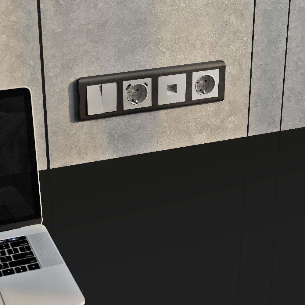 Выключатель двухклавишный встраиваемый перекрестный Werkel Дымчатый W1223004 — изображение 2