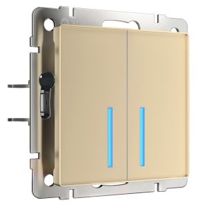 Выключатель двухклавишный встраиваемый сенсорный Werkel с Wifi Шампань W4520611