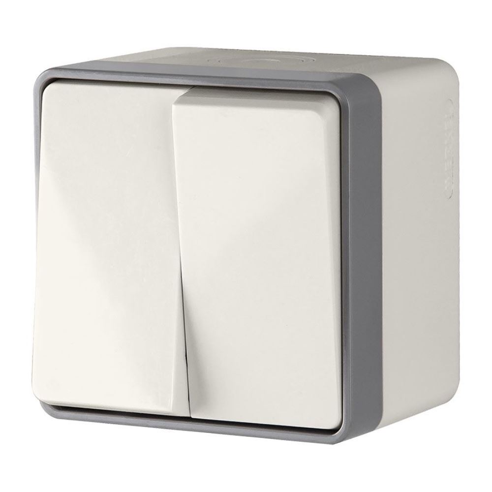 Выключатель двухклавишный накладной влагозащищенный Werkel Gallant Слоновая кость W5020203