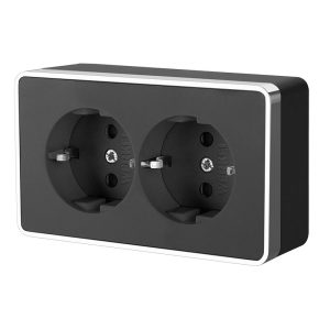Розетка накладная двойная Werkel Gallant с заземлением Черный / Хром W5072135