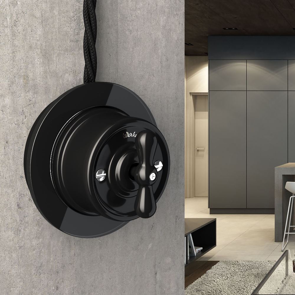 Выключатель двухклавишный накладной Werkel на 4 положения Черный W5620008 — изображение 2