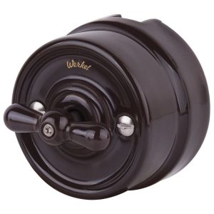 Выключатель двухклавишный накладной Werkel Ретро на 4 положения Коричневый W5620014