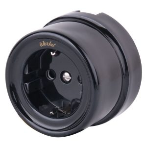 Розетка накладная Werkel Ретро с заземлением Черный W5671008