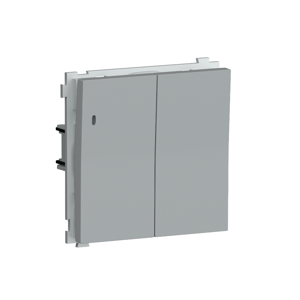 Выключатель двухклавишный встраиваемый Donel R98 с подсветкой Серый матовый DA03105-DA28540