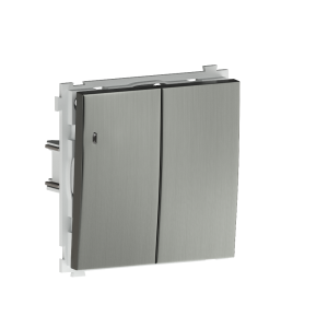 Выключатель двухклавишный встраиваемый Donel R98 Metal с подсветкой Никель DA03105-DA285NB