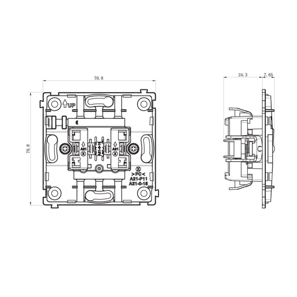 Выключатель двухклавишный встраиваемый проходной Donel R98 Metal с подсветкой Никель DA03108-DA285NB — изображение 7