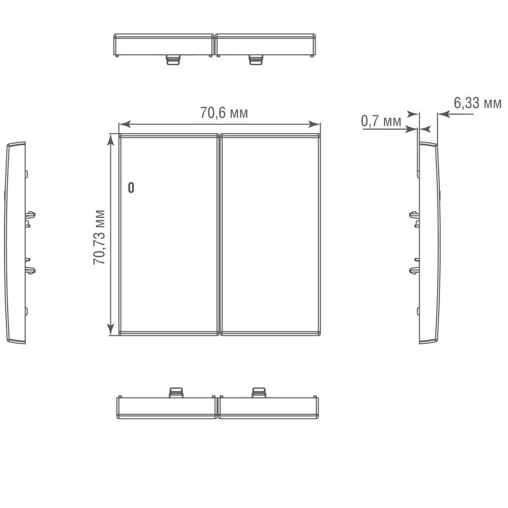 Выключатель двухклавишный встраиваемый проходной Donel R98 Metal с подсветкой Никель DA03108-DA285NB — изображение 6