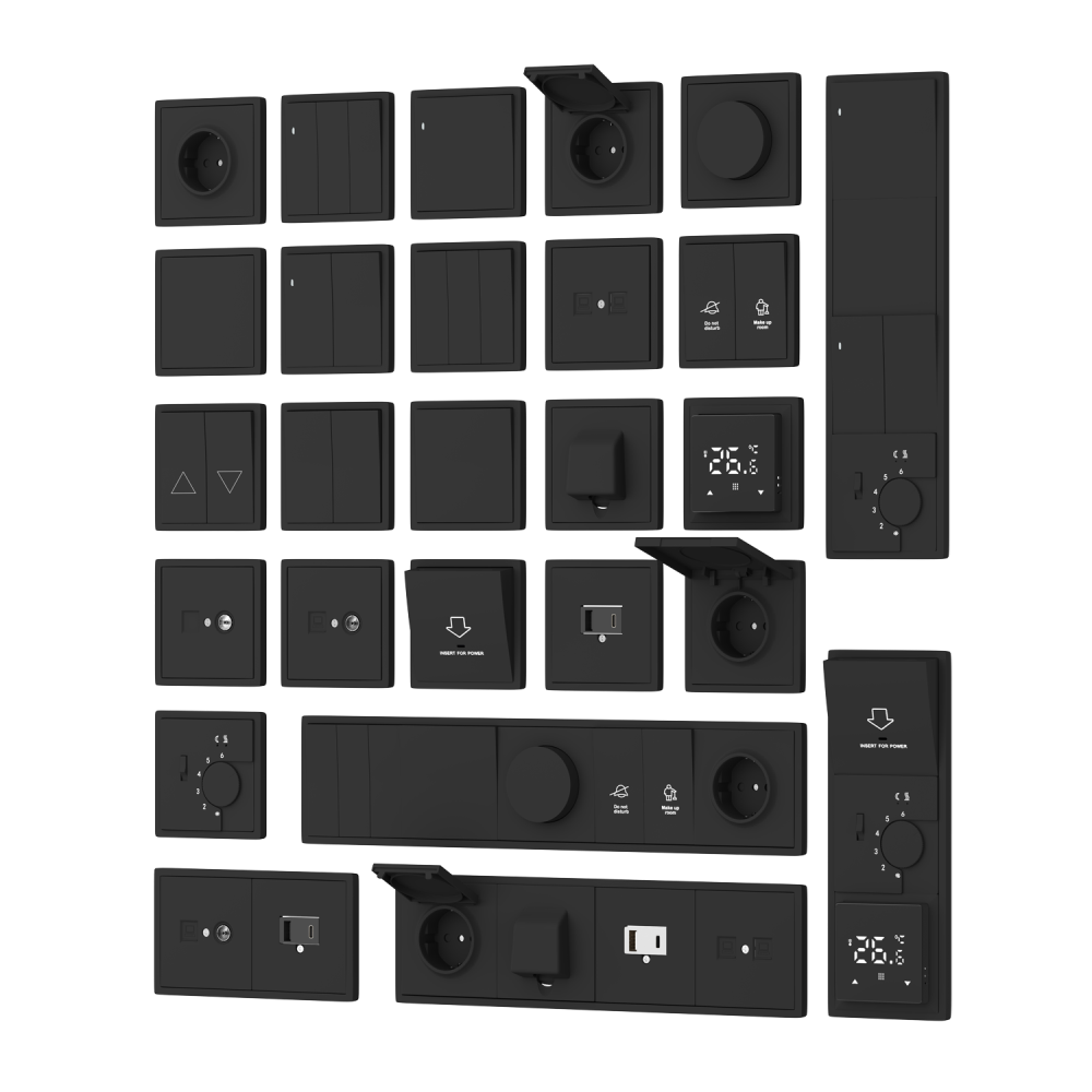 Выключатель двухклавишный встраиваемый проходной Donel R98 Карбон матовый DA10800-DA29530 — изображение 3