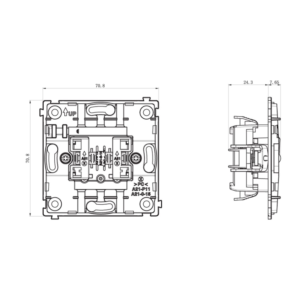 Выключатель двухклавишный встраиваемый проходной Donel R98 Карбон матовый DA10800-DA29530 — изображение 6