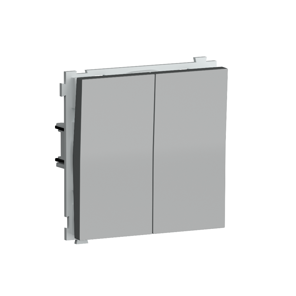 Выключатель двухклавишный встраиваемый перекрестный Donel R98 Алюминий матовый DA10900-DA29526