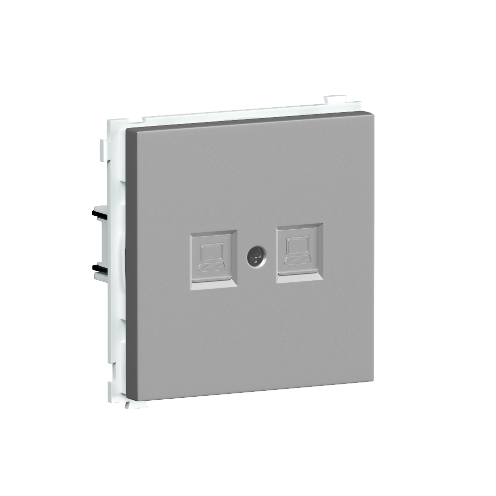 Розетка встраиваемая телефонная двойная Donel R98 RJ11 + RJ11 Алюминий матовый DA14400-DA86926