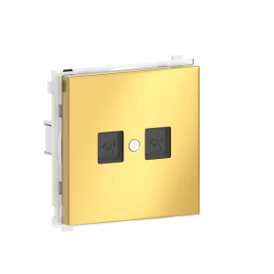 Розетка встраиваемая телефонная двойная Donel R98 Metal RJ11 + RJ11 Золото матовое DA14400-DA869BR