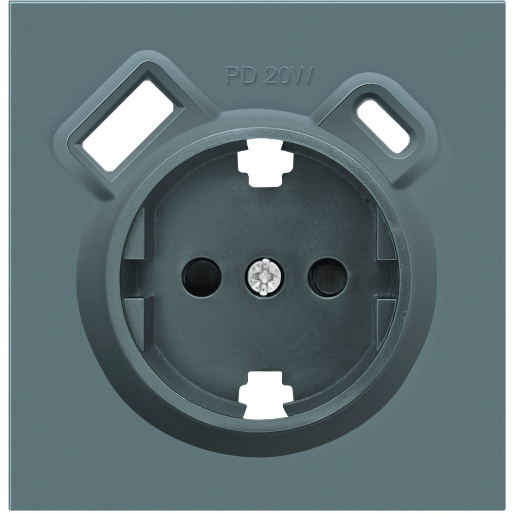 Розетка встраиваемая Donel R98 с заземлением и шторками + зарядка USB A+C 20W Изумруд матовый DA15500-DA22239 — изображение 2