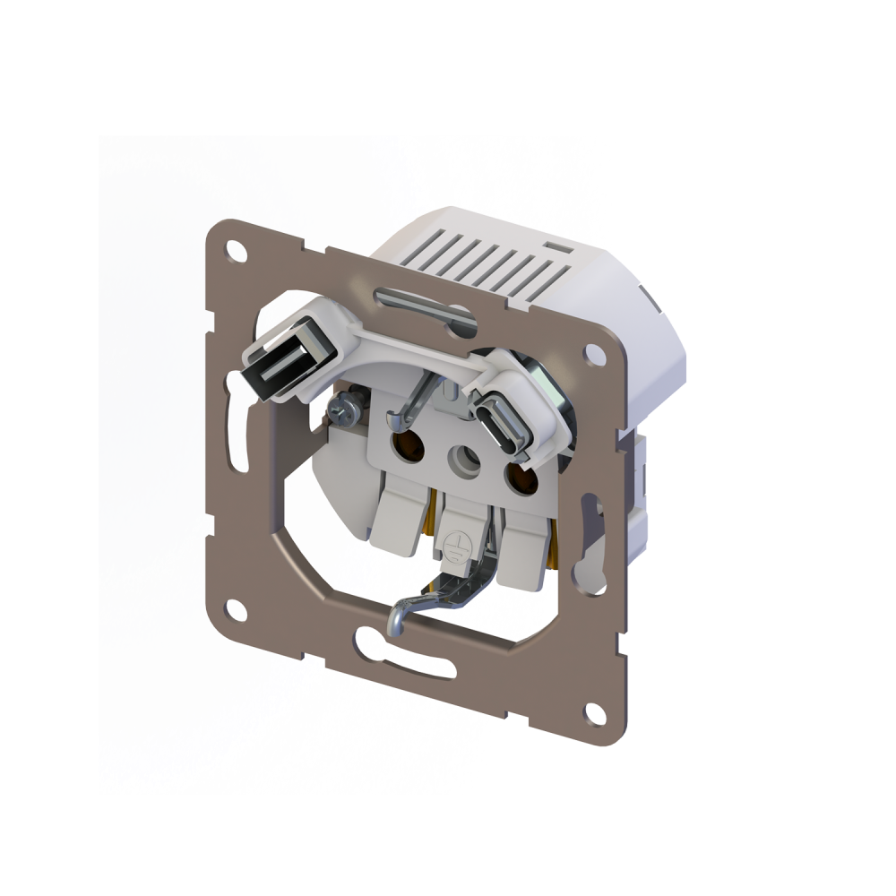 Розетка встраиваемая Donel R98 с заземлением и шторками + зарядка USB A+C 20W Изумруд матовый DA15500-DA22239 — изображение 4