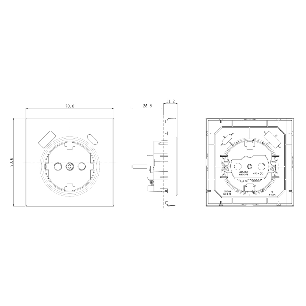 Розетка встраиваемая Donel R98 Metal с заземлением, шторками и USB тип A+C Никель DA15500-DA222NB — изображение 7