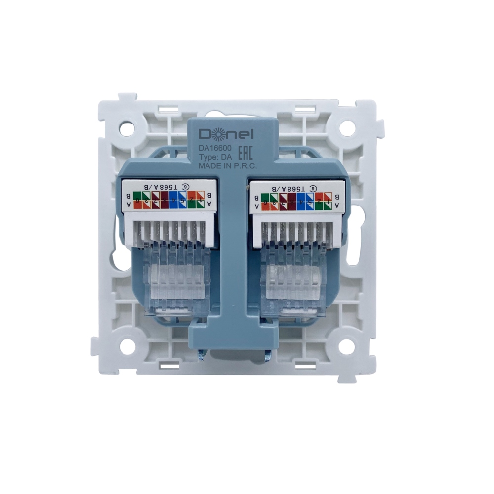 Розетка встраиваемая двойная Ethernet Donel R98 Metal RJ45 (cat.6/ClassE-8) Никель DA16600-DA869NB — изображение 4