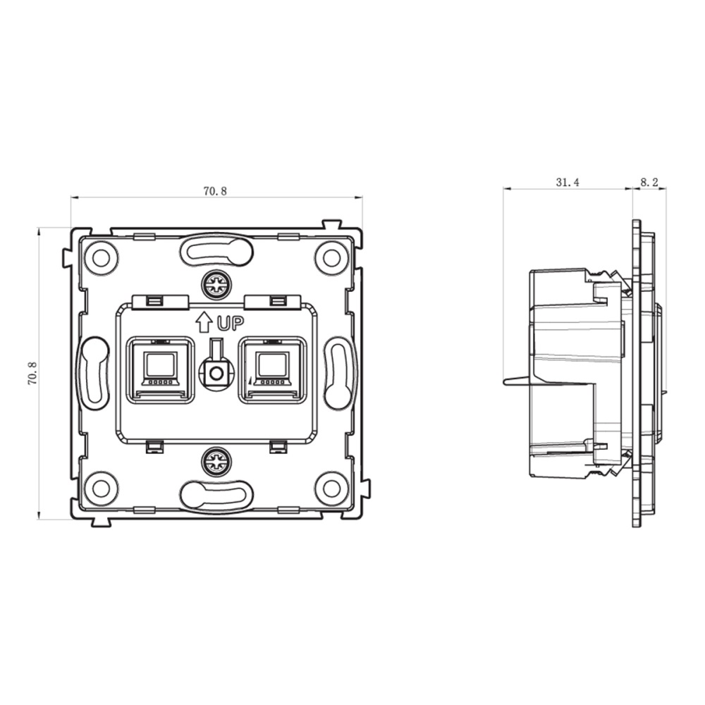 Розетка встраиваемая двойная Ethernet Donel R98 Metal RJ45 (cat.6/ClassE-8) Никель DA16600-DA869NB — изображение 7