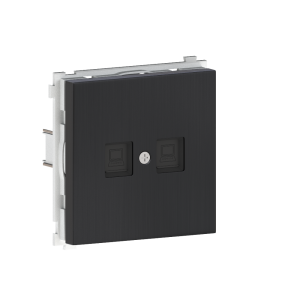 Розетка встраиваемая двойная Ethernet Donel R98 Metal RJ45 (cat.6/ClassE-8) Вороненая сталь DA16600-DA869GS