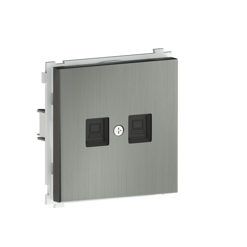 Розетка встраиваемая двойная Ethernet Donel R98 Metal RJ45 (cat.6/ClassE-8) Никель DA16600-DA869NB