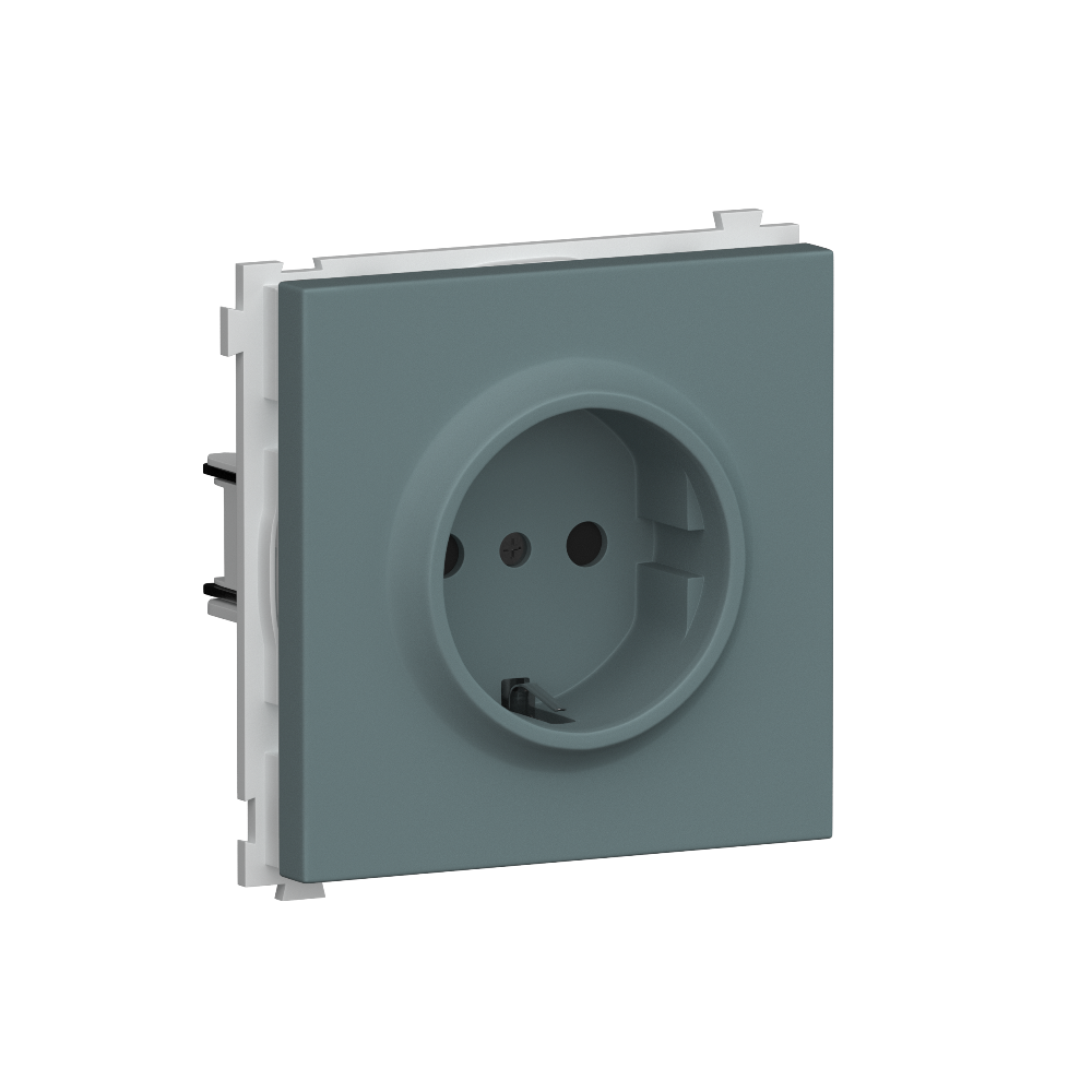 Розетка встраиваемая Donel R98 Schuko с заземлением и шторками на клеммах Изумруд матовый DA17700-DA22039