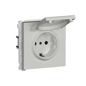 Розетка встраиваемая Donel R98 Schuko с крышкой и заземлением на клеммах Белый глянцевый DA17700-DA45403