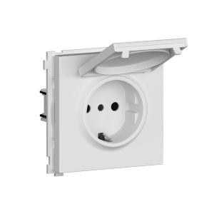 Розетка встраиваемая Donel R98 Schuko с крышкой и заземлением на клеммах Белый матовый DA17700-DA45433