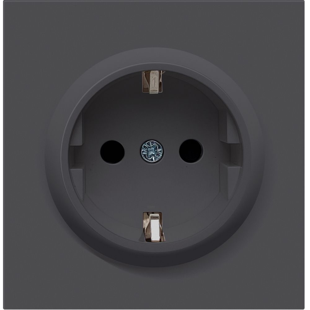 Розетка встраиваемая Donel R98 Schuko с заземлением и шторками на винтах Черный матовый DA18800-DA22028 — изображение 2