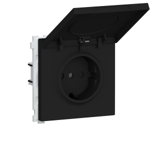 Розетка встраиваемая Donel R98 Schuko с крышкой и заземлением на винтах Карбон матовый DA18800-DA52030