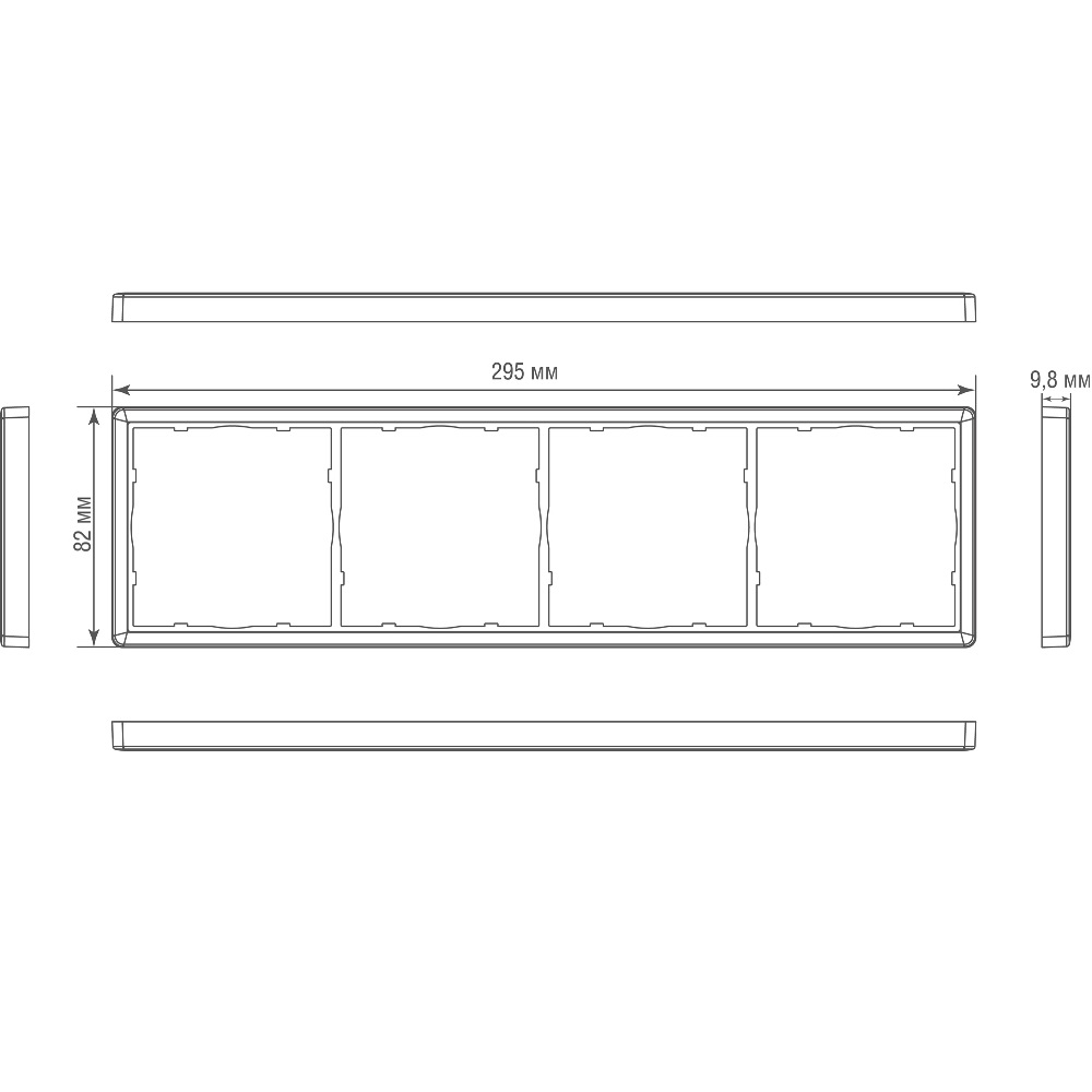 Рамка из металла Donel R98 Metal на 4 поста Вороненая сталь DA214GS — изображение 3