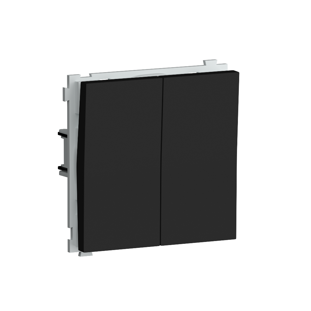 Выключатель двухклавишный встраиваемый Donel R98 звонкового типа Черный матовый DA25100-DA29528