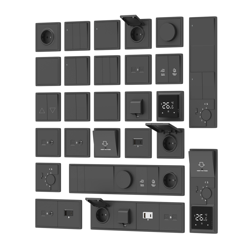 Выключатель двухклавишный встраиваемый Donel R98 звонкового типа Черный матовый DA25100-DA29528 — изображение 3
