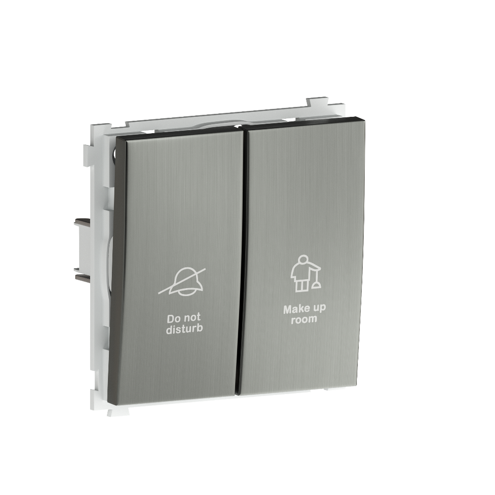 Выключатель двухклавишный встраиваемый Donel R98 Metal с символами DND/MUR Никель DA25800-DA888NB