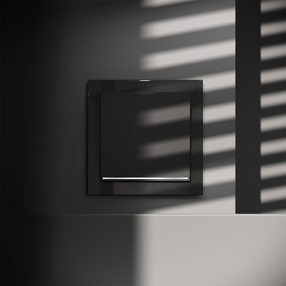 Выключатель одноклавишный встраиваемый Voltum S70 с подсветкой Черный матовый VLS010208 — изображение 4