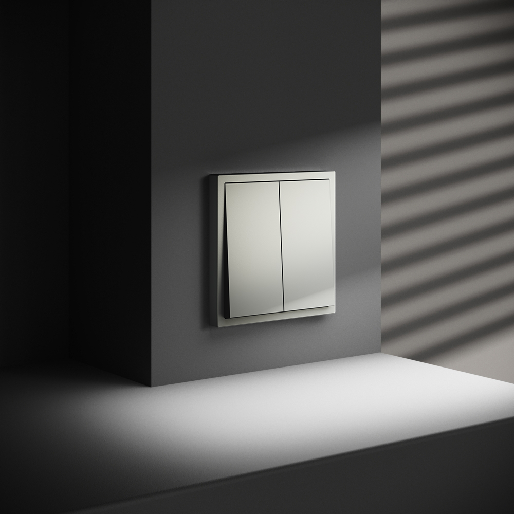 Выключатель двухклавишный встраиваемый проходной Voltum S70 Сталь VLS020305 — изображение 4