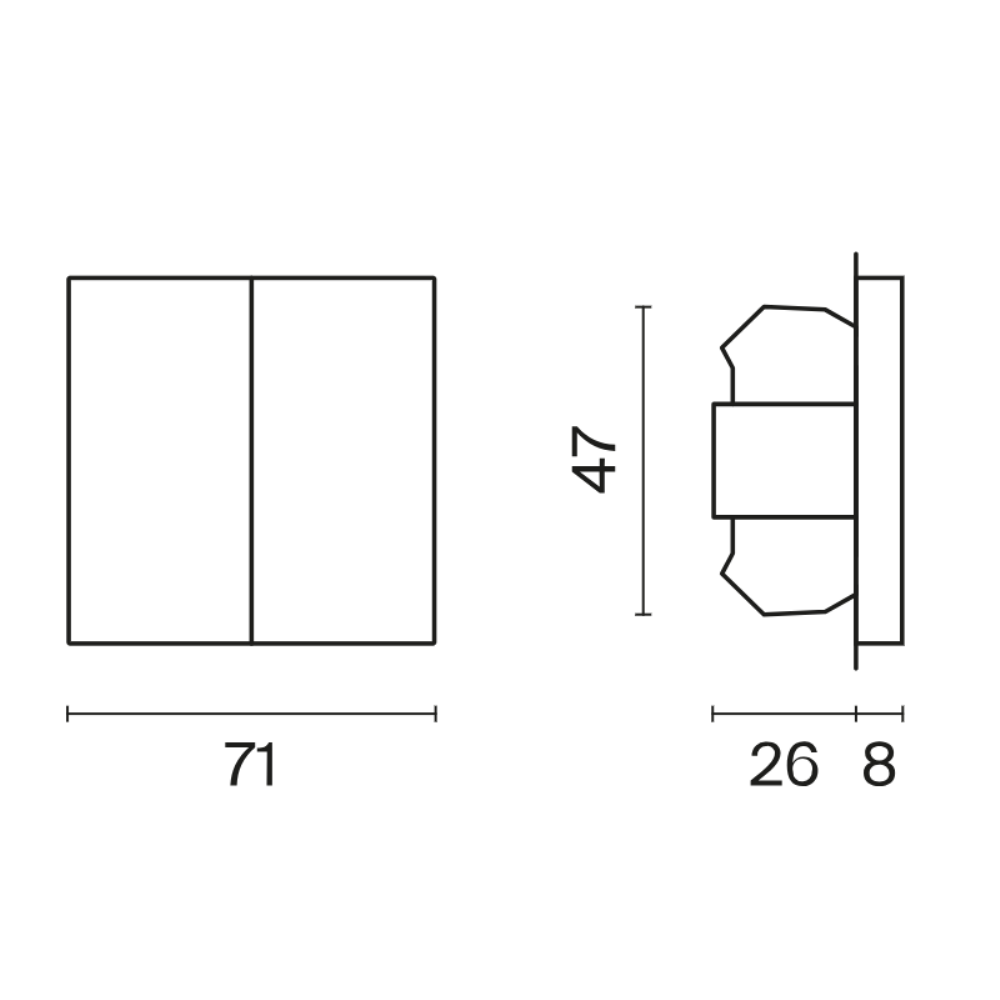 Выключатель двухклавишный встраиваемый с самовозвратом Voltum S70 Сталь VLS020605 — изображение 5