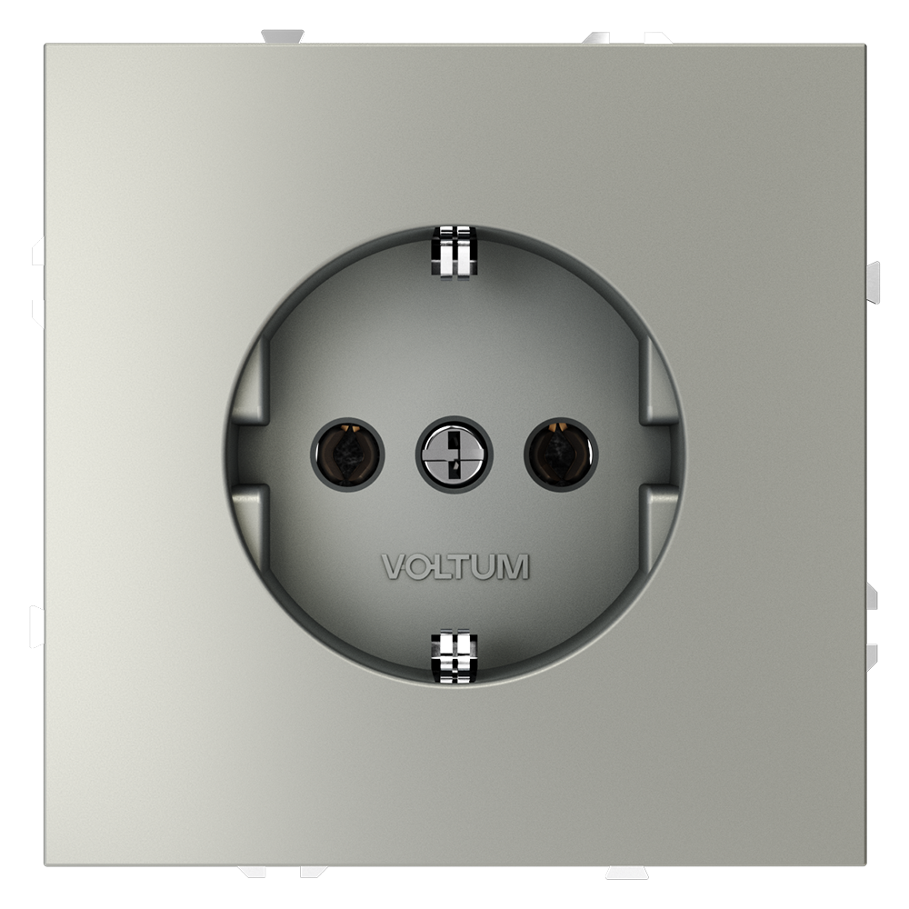Розетка встраиваемая Voltum S70 с заземлением Soft touch Сталь VLS040105