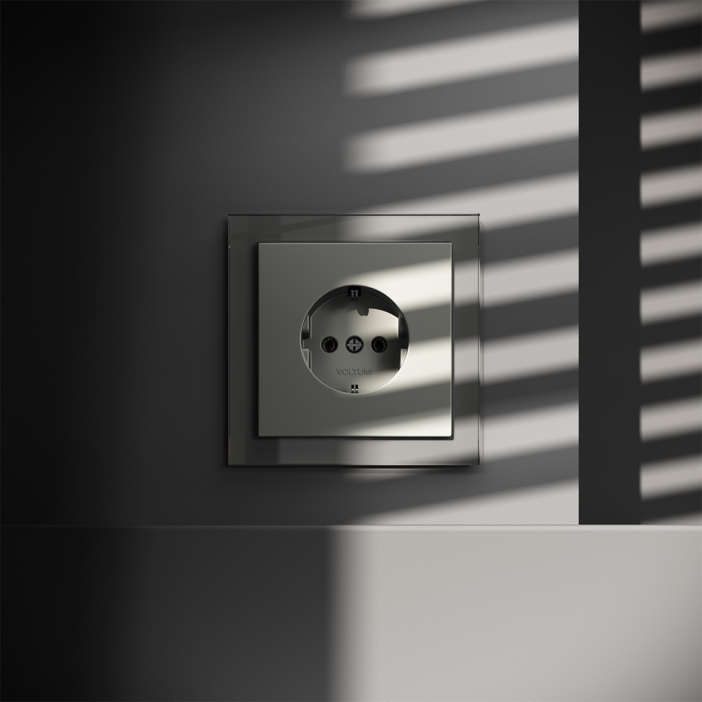 Розетка встраиваемая Voltum S70 с заземлением Soft touch Сталь VLS040105 — изображение 4