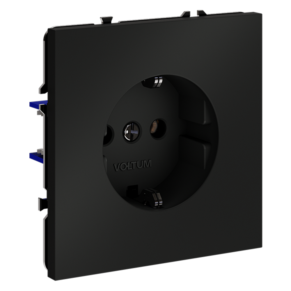 Розетка встраиваемая Voltum S70 с заземлением Soft touch Черный матовый VLS040108 — изображение 2