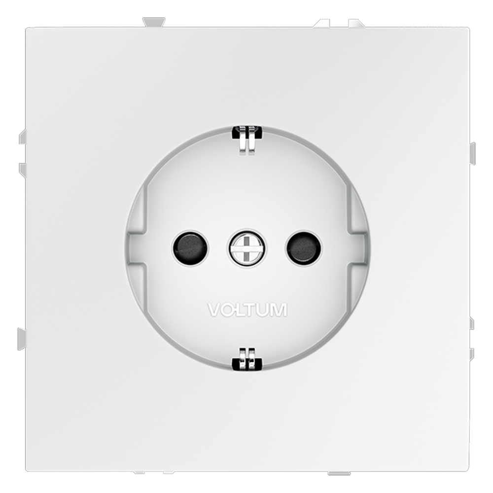 Розетка встраиваемая Voltum S70 с заземлением и шторками Белый матовый VLS040202