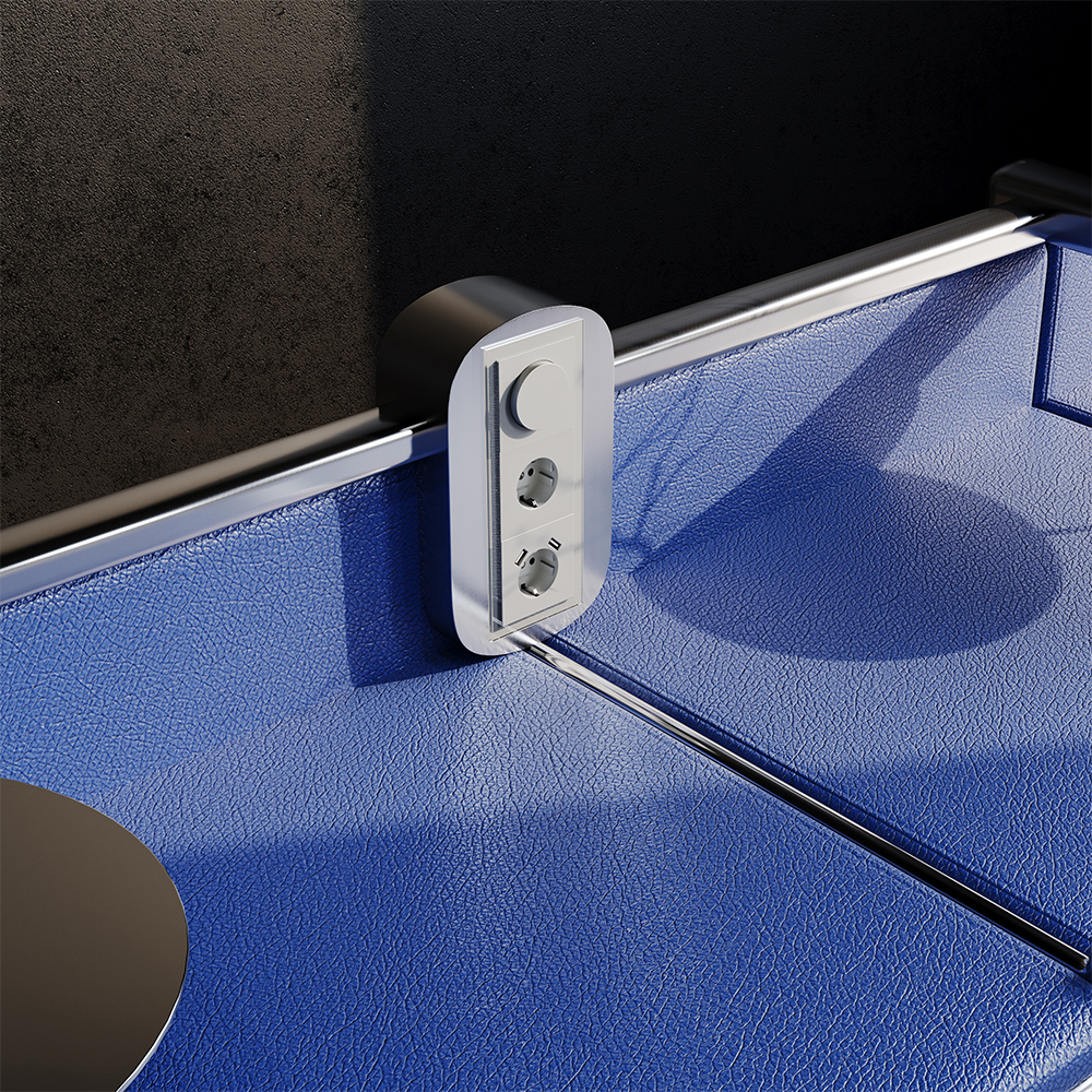 Розетка встраиваемая Voltum S70 с заземлением, шторками и USB A+A Сталь VLS040405 — изображение 5