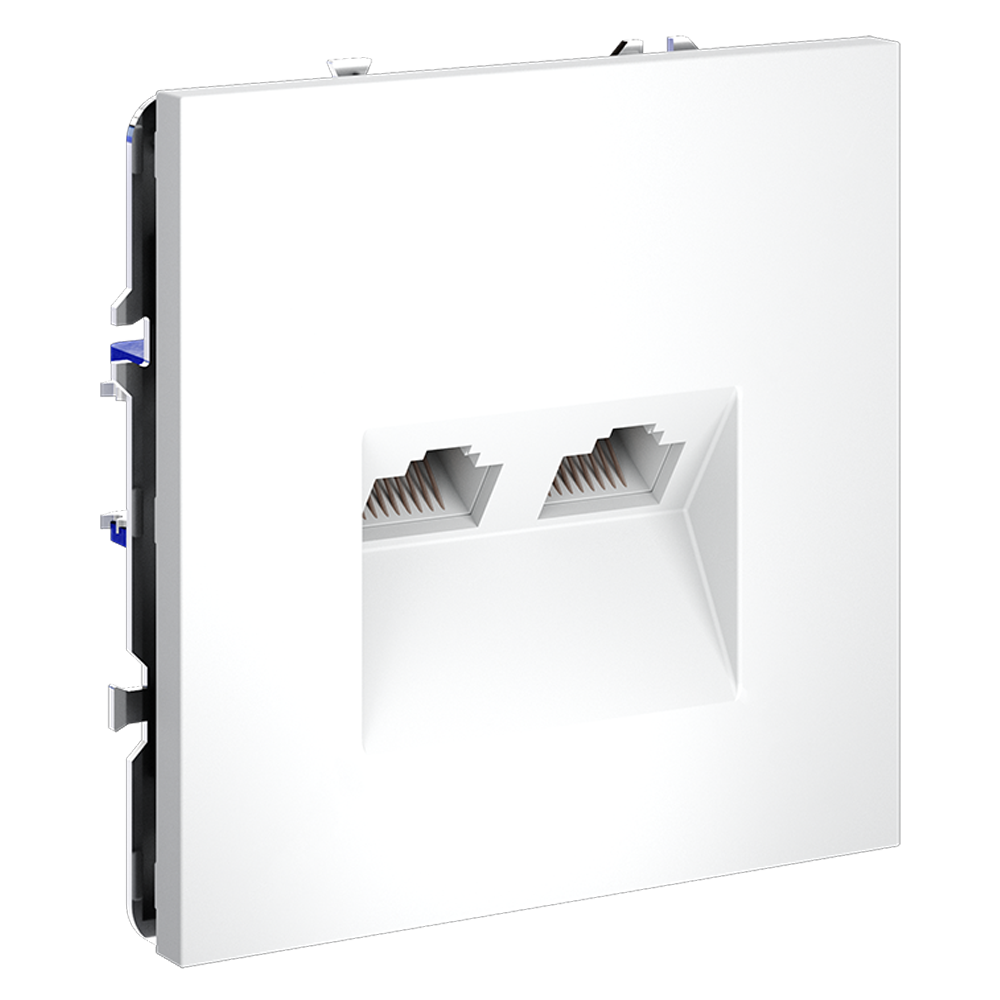 Розетка встраиваемая двойная Ethernet Voltum S70 RJ45+RJ45 Cat.6 Белый матовый VLS060202 — изображение 2